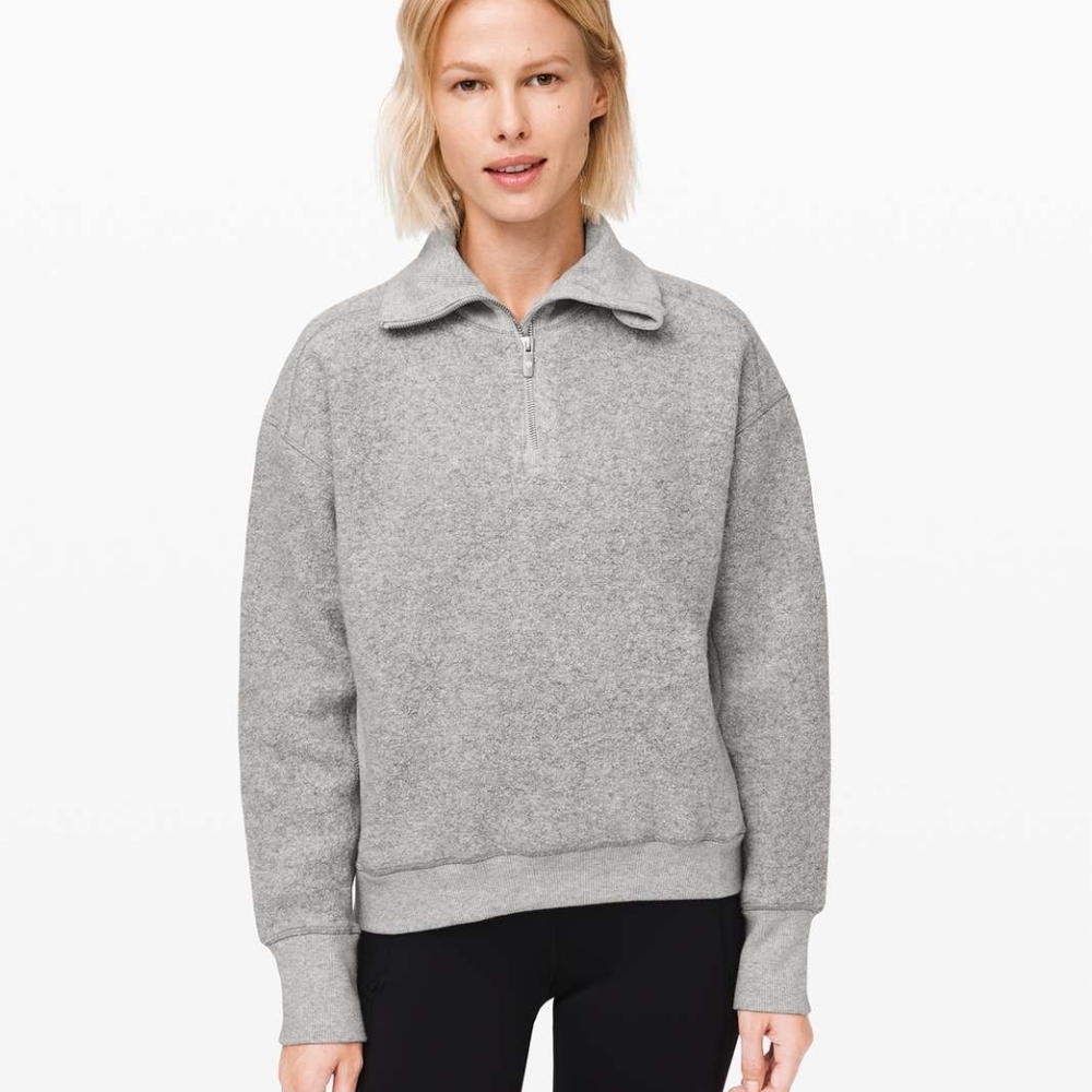 Lululemon Stand Out Sherpa 1/2 Zip Heathered Silver Spoon /  Core Light Grey
